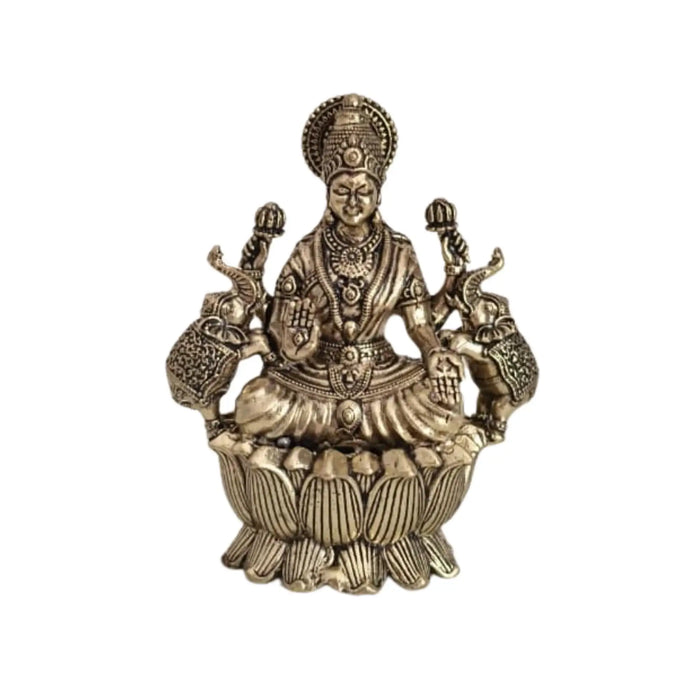 Auspicious Brass Gaja Lakshmi Idol with Elephants - Goddess of Power   Brass Ware
