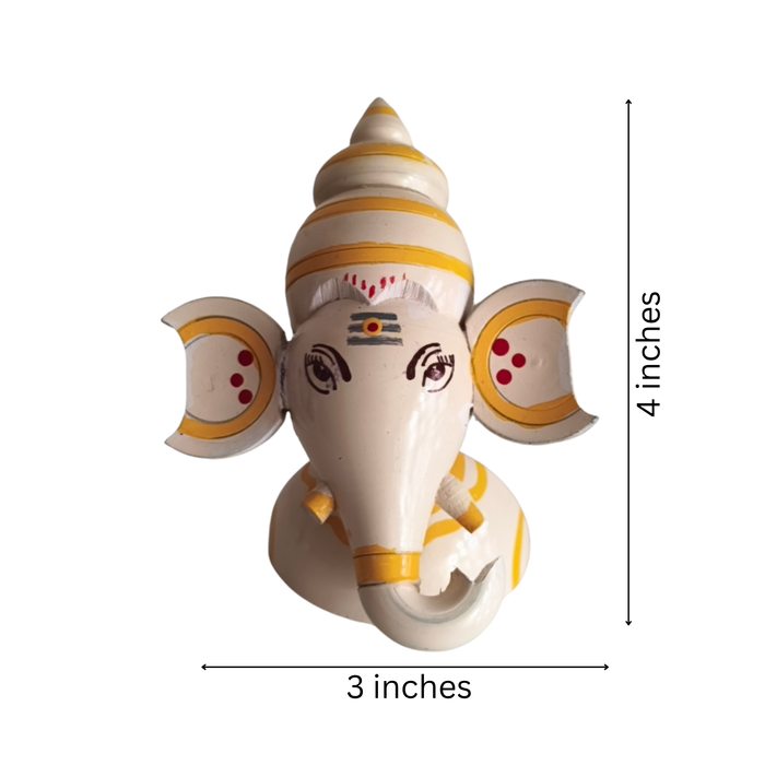Auspicious Etikoppaka Lord Ganesha Bust - Warm Yellow Lacquer   Etikoppaka Lacquerware
