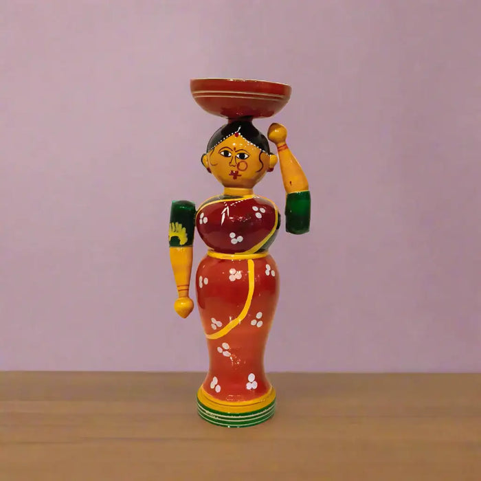 Authentic Etikoppaka Lathe-Turned Figurine - Village Woman Series   Etikoppaka Lacquerware