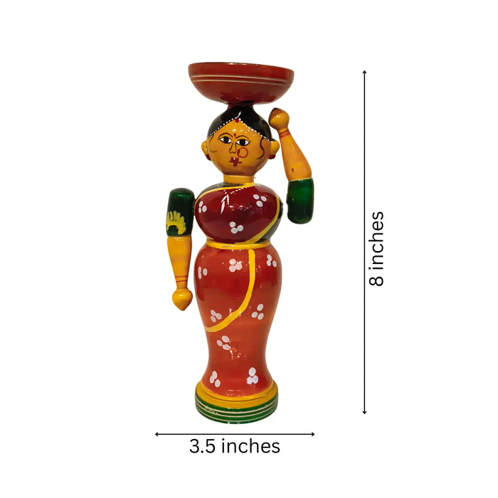 Authentic Etikoppaka Lathe-Turned Figurine - Village Woman Series   Etikoppaka Lacquerware