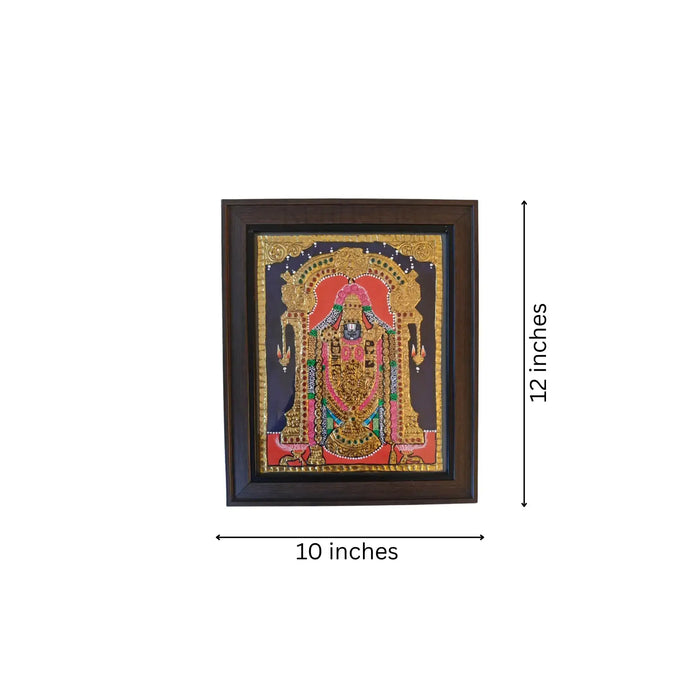 Authentic Tanjavur Srinivasa painting of a serene deity, showcasing vibrant colors and intricate detail.