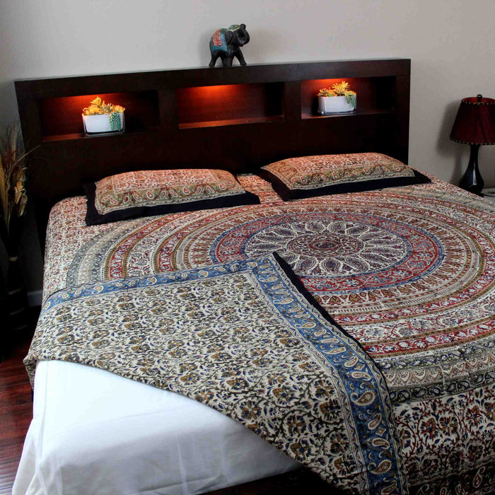 Cotton Reversible Duvet Cover Mandala Kalamkari Paisley Twin Full Queen King - Sweet Us