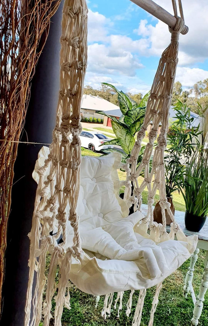 BABIES - KIDS SIZE CUSHIONED MACRAME SWING SEAT