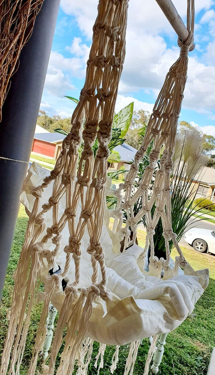 BABIES - KIDS SIZE CUSHIONED MACRAME SWING SEAT