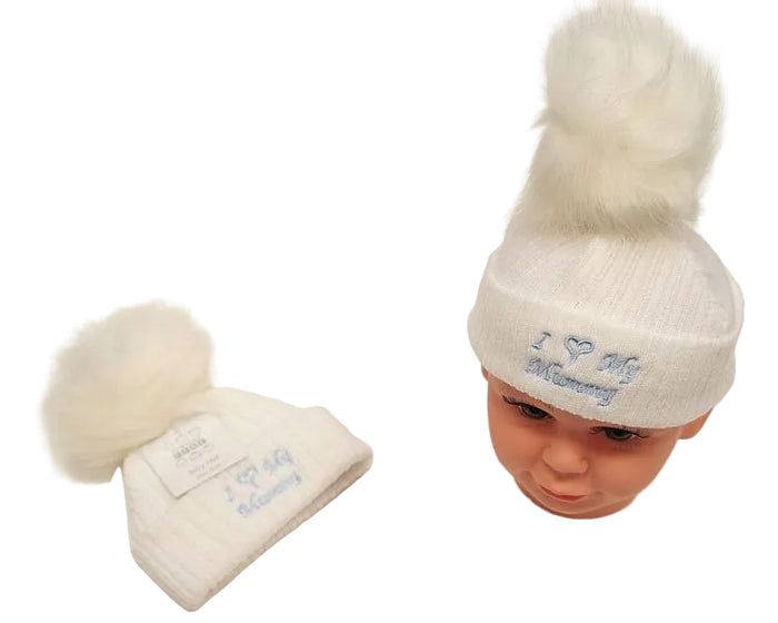 Baby Boys Knitted Pompom Hat - I Love Mummy (0-6 Months) Bw-0503-0470