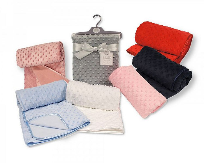 Baby Velour Bubble Wrap with Fleece Back and Satin Trim - Pink- Bw 112-1036P