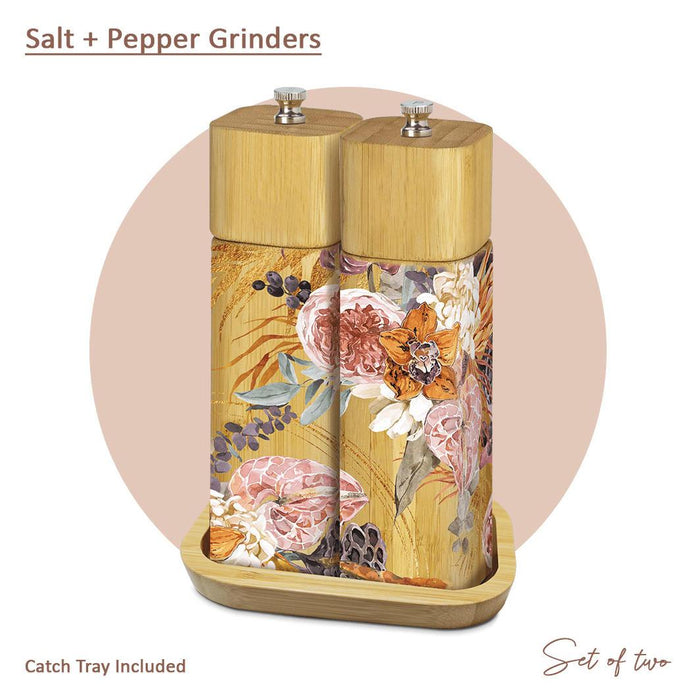 BAMBOO SALT & PEPPER GRINDERS - CINNAMON ORCHIDS