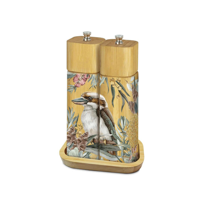 BAMBOO SALT & PEPPER GRINDERS - KOOKABURRA BUSH GUARDIAN