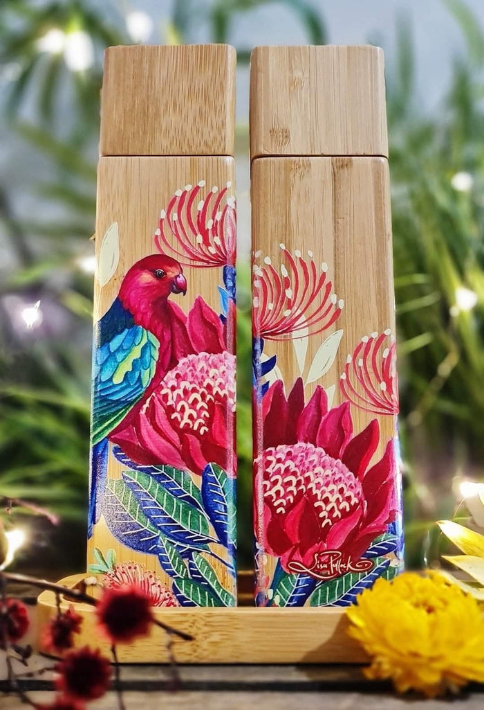 BAMBOO SALT & PEPPER GRINDERS - RED CRIMSON KING