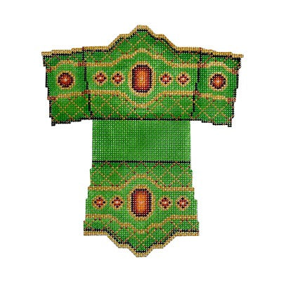 BB 3066 - Shopping Bag - Christmas Green & Gold with Red Jewels