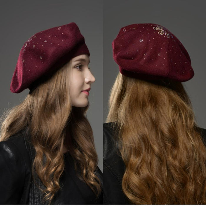 Thick Studded Classic Fashion Winter Hat Beret-Boots N Bags Heaven-Boots N Bags Heaven