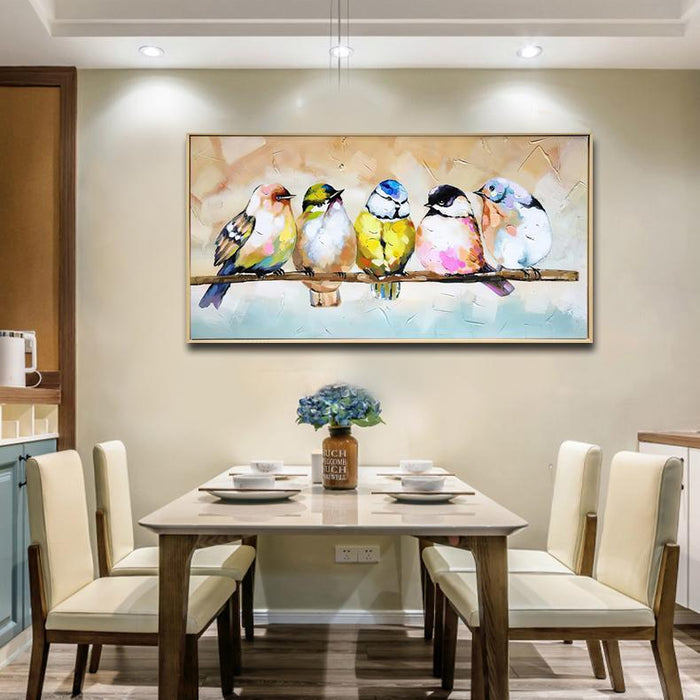 BIRD FRIENDS FOR LIFE PAINT ON CANVAS FRAMED WALL DECOR