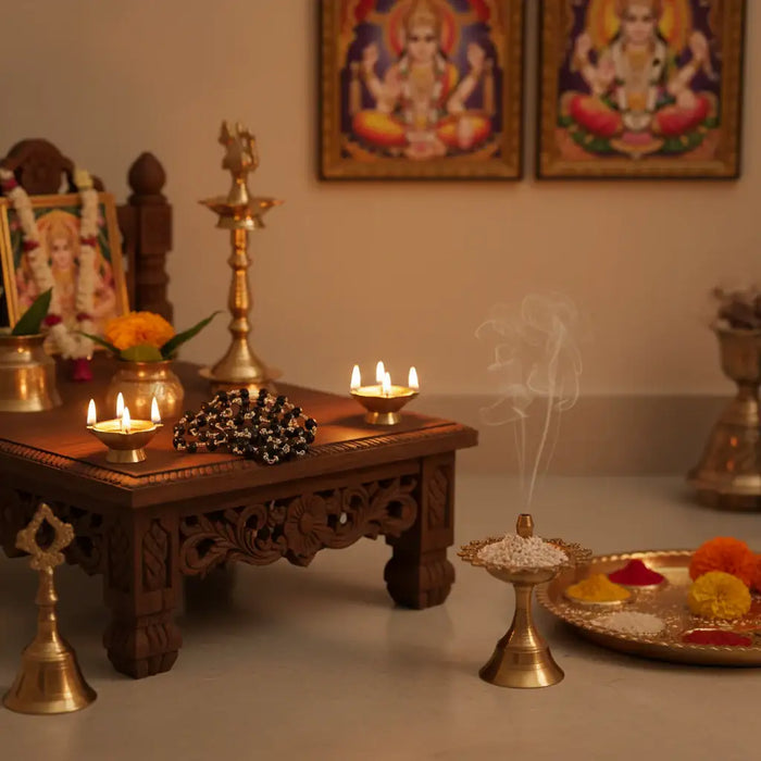 Black Karungali wood Japa Mala with German silver caps for meditation, prayer, and spiritual practices