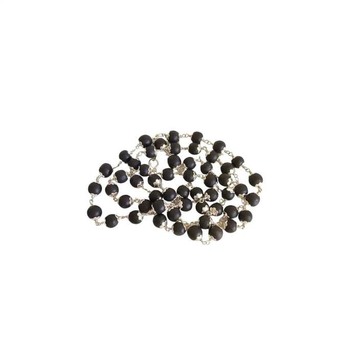 Black Karungali Wood Japa Mala with German Silver Caps   Accessories
