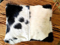 BLACK & WHITE COWHIDE DOUBLE SIDED ZIP CLUTCH BAG