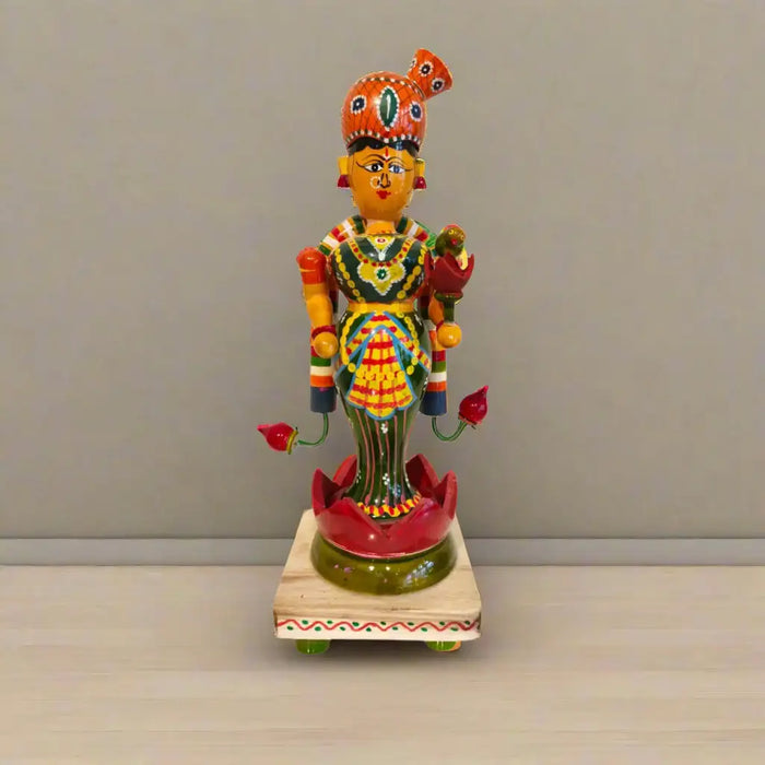 Blessings of Lakshmi – Etikoppaka Padmasana Wooden Idol   Etikoppaka Lacquerware