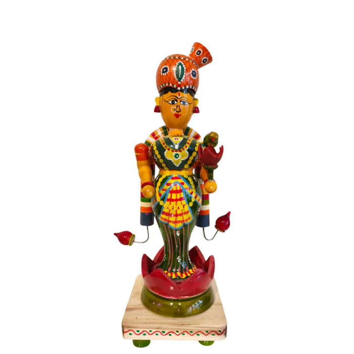 Blessings of Lakshmi – Etikoppaka Padmasana Wooden Idol   Etikoppaka Lacquerware