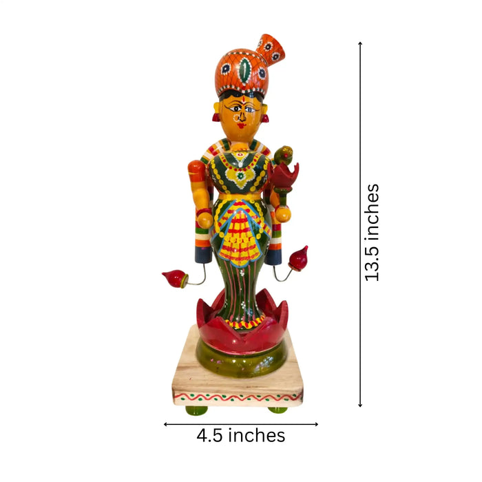 Blessings of Lakshmi – Etikoppaka Padmasana Wooden Idol   Etikoppaka Lacquerware