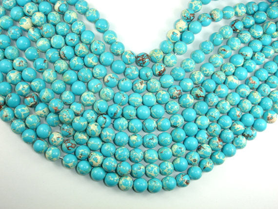 Blue Impression Jasper, 10mm Round Beads-BeadBasic