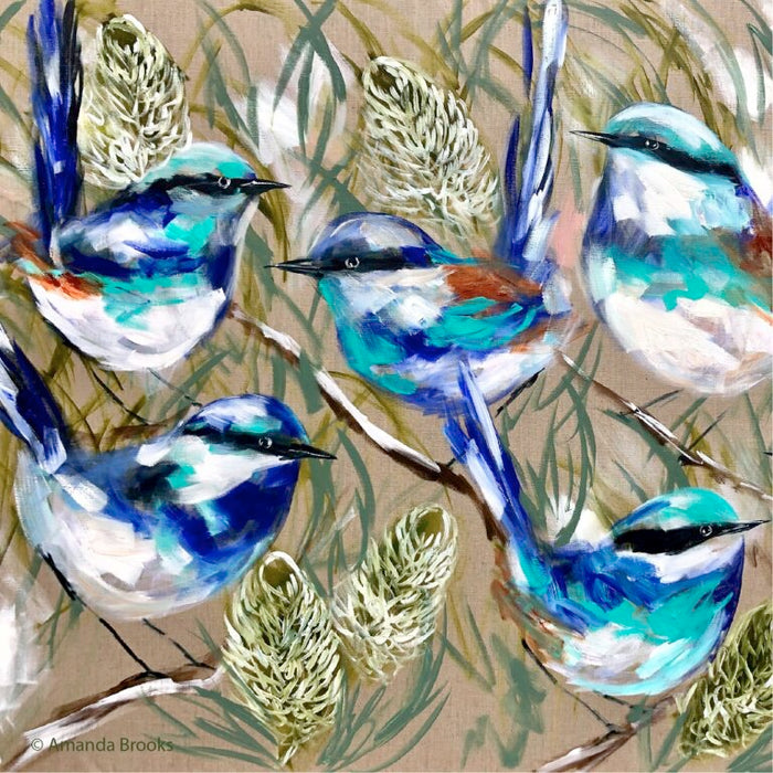 Blue Wrens 4pc Coaster set - Artist Lab