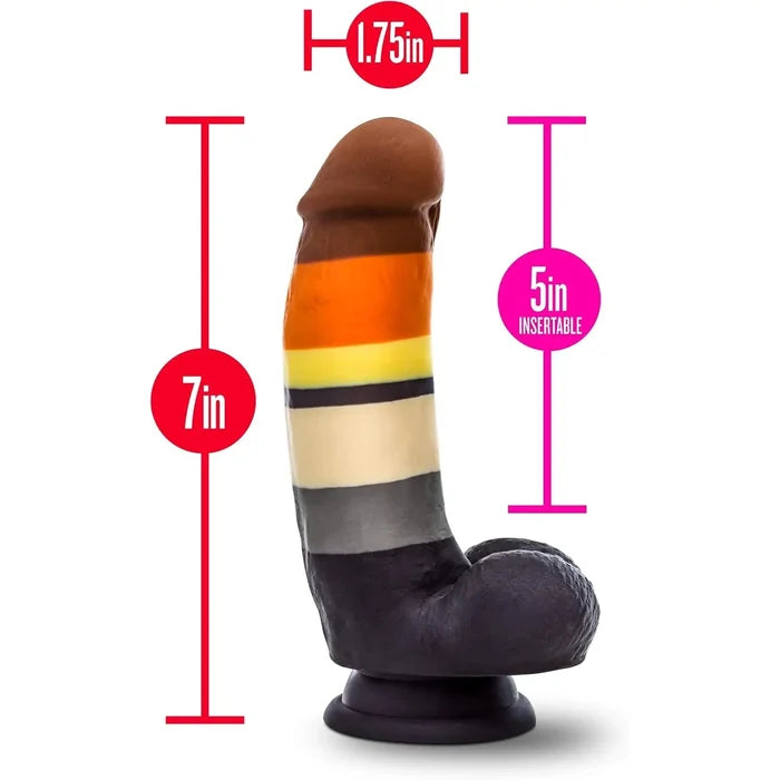 Blush Novelties® Avant P9 Bear Pride Dildo - 7.5’’ Curved Silicone with Balls Multicolor