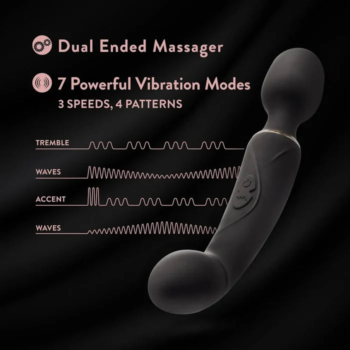 Blush Novelties® Lush Gia Dual-Ended Wand Vibrator - 7 Modes Each End | Massage & G-Spot Black