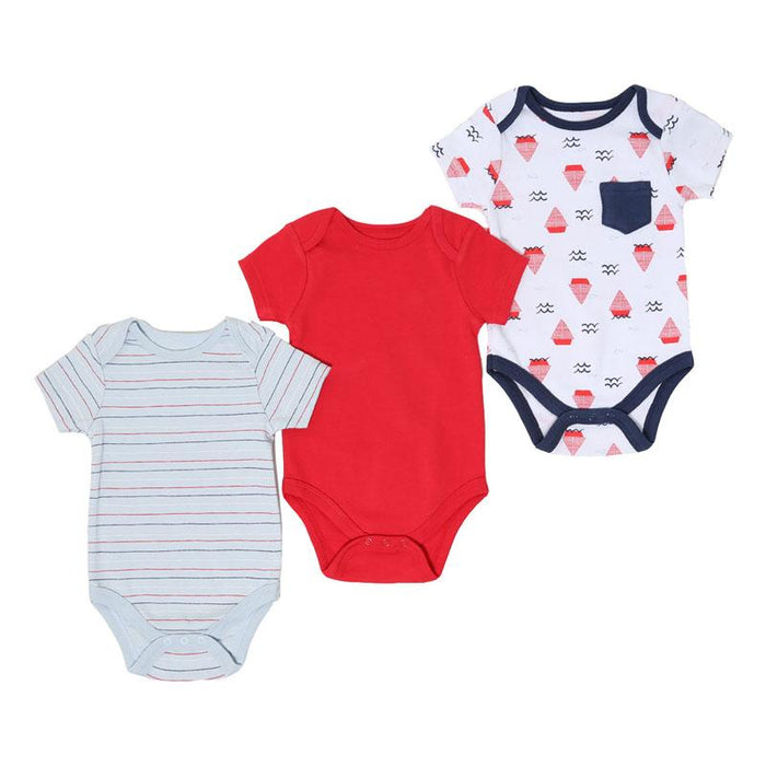 BOYS 3 PACK NAUTICAL BODYSUITS (NB-9 MONTHS) BG207 - Kidswholesale.co.uk