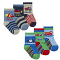 Boys 3pk Cotton Rich Ankle Socks - Cars/Trucks (0-3.5) 44B887 - Kidswholesale.co.uk