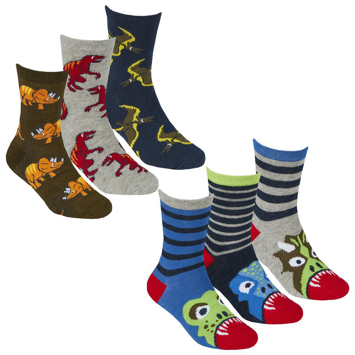 BOYS 3PK COTTON RICH SOCKS - MONSTER (6-3.5 assorted) 42B667 - Kidswholesale.co.uk