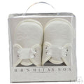 BOYS SATIN SHOES CHRISTENING W/EMBROIDERY & RIBBON TIES: (B92-C)