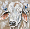 Brahman cow with wrens 4pc Coaster set- Artist Lab