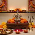 Brass Ashta Lakshmi Idol Seated on Lotus - Eight-Armed Goddess   Brass Ware