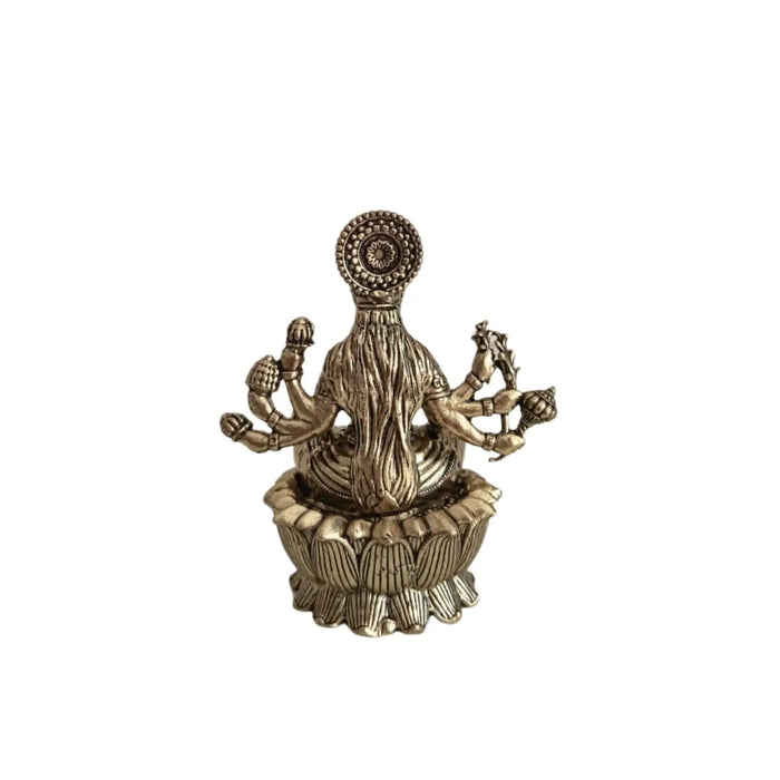 Brass Ashta Lakshmi Idol Seated on Lotus - Eight-Armed Goddess   Brass Ware