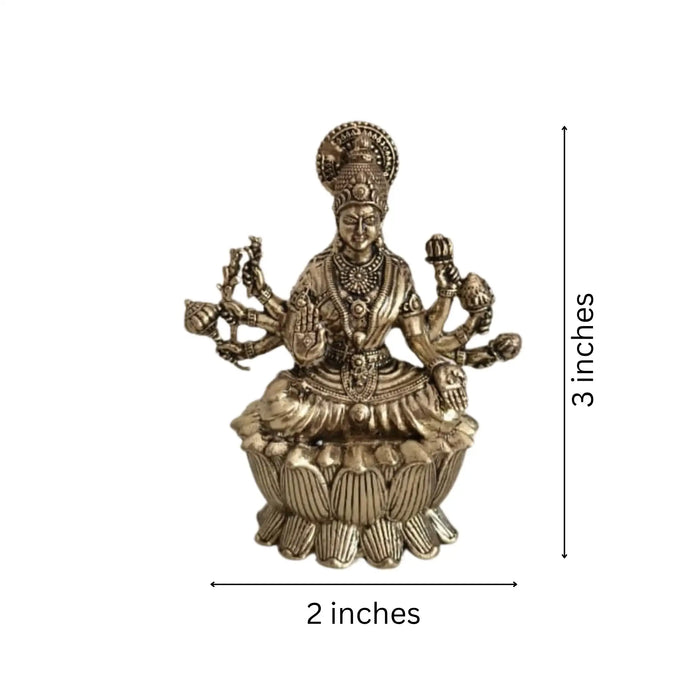 Brass Ashta Lakshmi Idol Seated on Lotus - Eight-Armed Goddess   Brass Ware