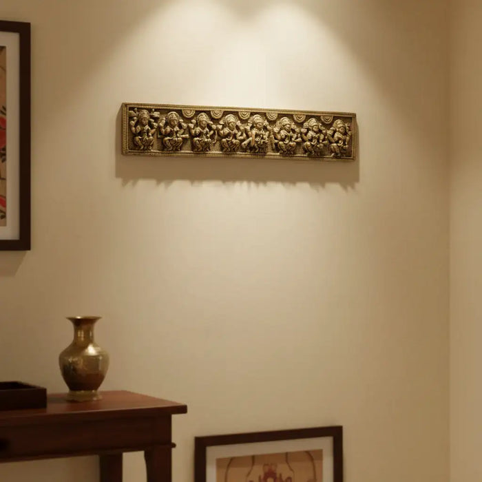 Exquisite Brass Ashta Lakshmi Wall Hanging - Eight Forms of Goddess Lakshmi   Brass Ware