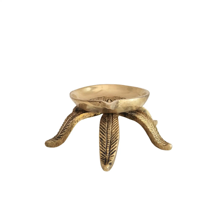 Elegant Brass Diya Stand Leaf-Foot   Brass Ware