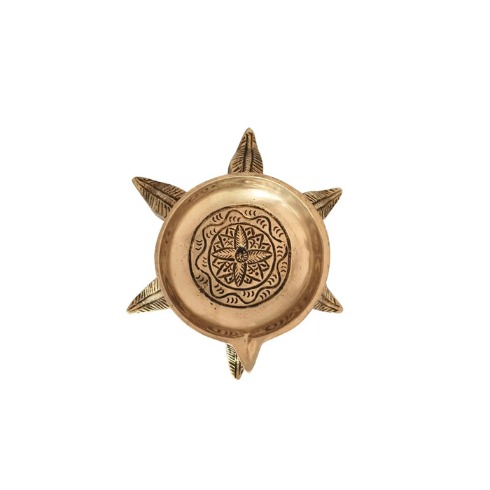 Elegant Brass Diya Stand Leaf-Foot   Brass Ware