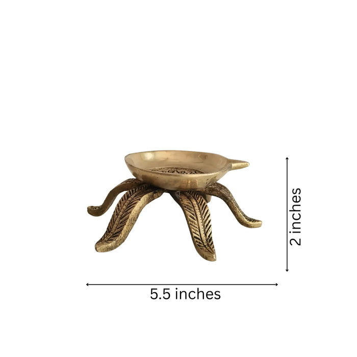 Elegant Brass Diya Stand Leaf-Foot   Brass Ware