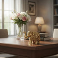Brass Elephant Figurine with Raised Trunk – Symbol of Good Luck and Strength   Brass Ware
