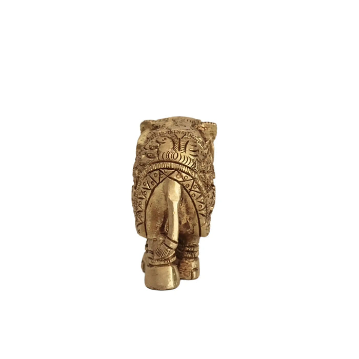 Brass Elephant Figurine with Raised Trunk – Symbol of Good Luck and Strength   Brass Ware