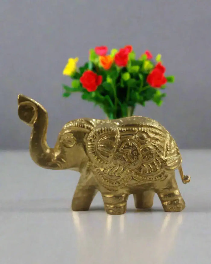 Brass Elephant Idol for Vastu, Prosperity, and Good Luck   Brass Ware