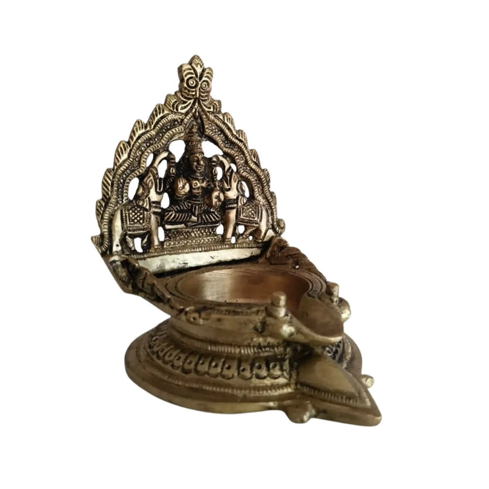 Brass Gaja Lakshmi Diya (Oil Lamp with Elephants)   Brass Ware