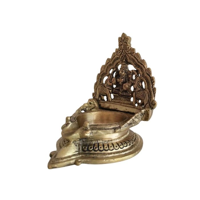 Brass Gaja Lakshmi Diya (Oil Lamp with Elephants)   Brass Ware