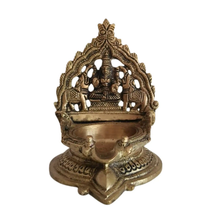 Brass Gaja Lakshmi Diya (Oil Lamp with Elephants)   Brass Ware