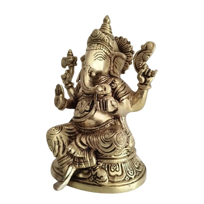 Brass Ganesha Idol – Lord Ganpati Statue for Home Temple Decor   Brass Ware