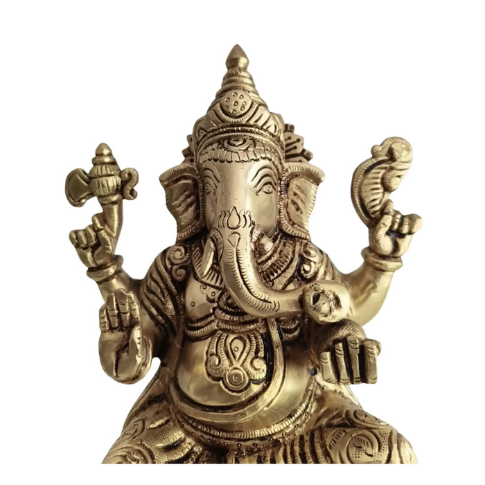 Brass Ganesha Idol – Lord Ganpati Statue for Home Temple Decor   Brass Ware