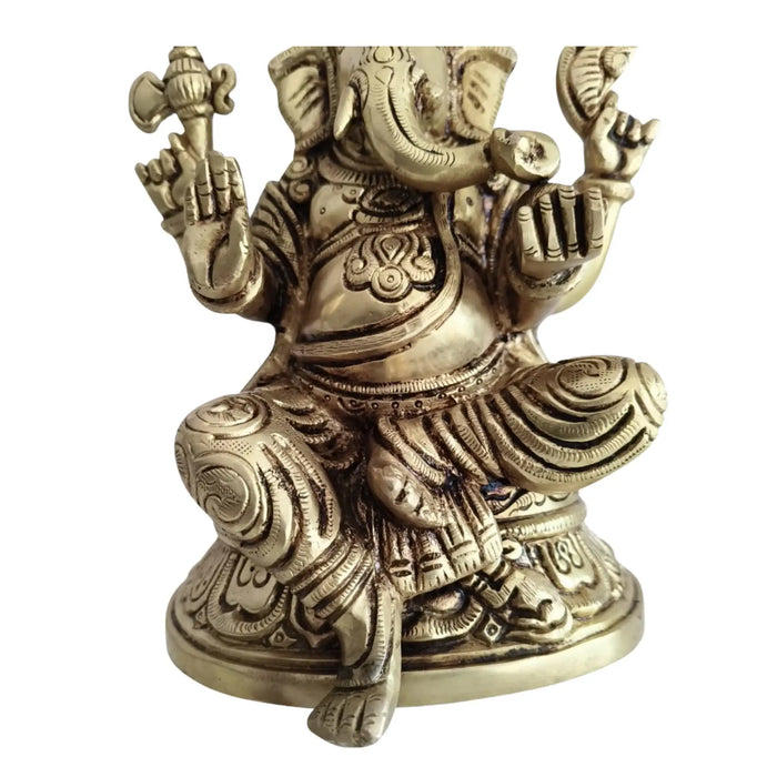 Brass Ganesha Idol – Lord Ganpati Statue for Home Temple Decor   Brass Ware