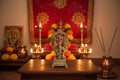 Brass Garuda Vishnu idol with Sridevi & Bhudevi, Hindu deity sculpture