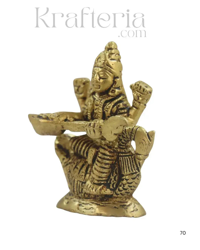Brass Goddess Saraswathi Idol for Spiritual and Educational Spaces   Brass Ware
