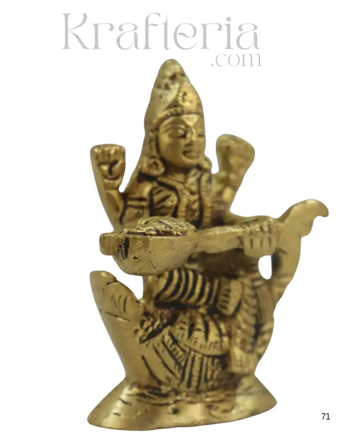Brass Goddess Saraswathi Idol for Spiritual and Educational Spaces   Brass Ware